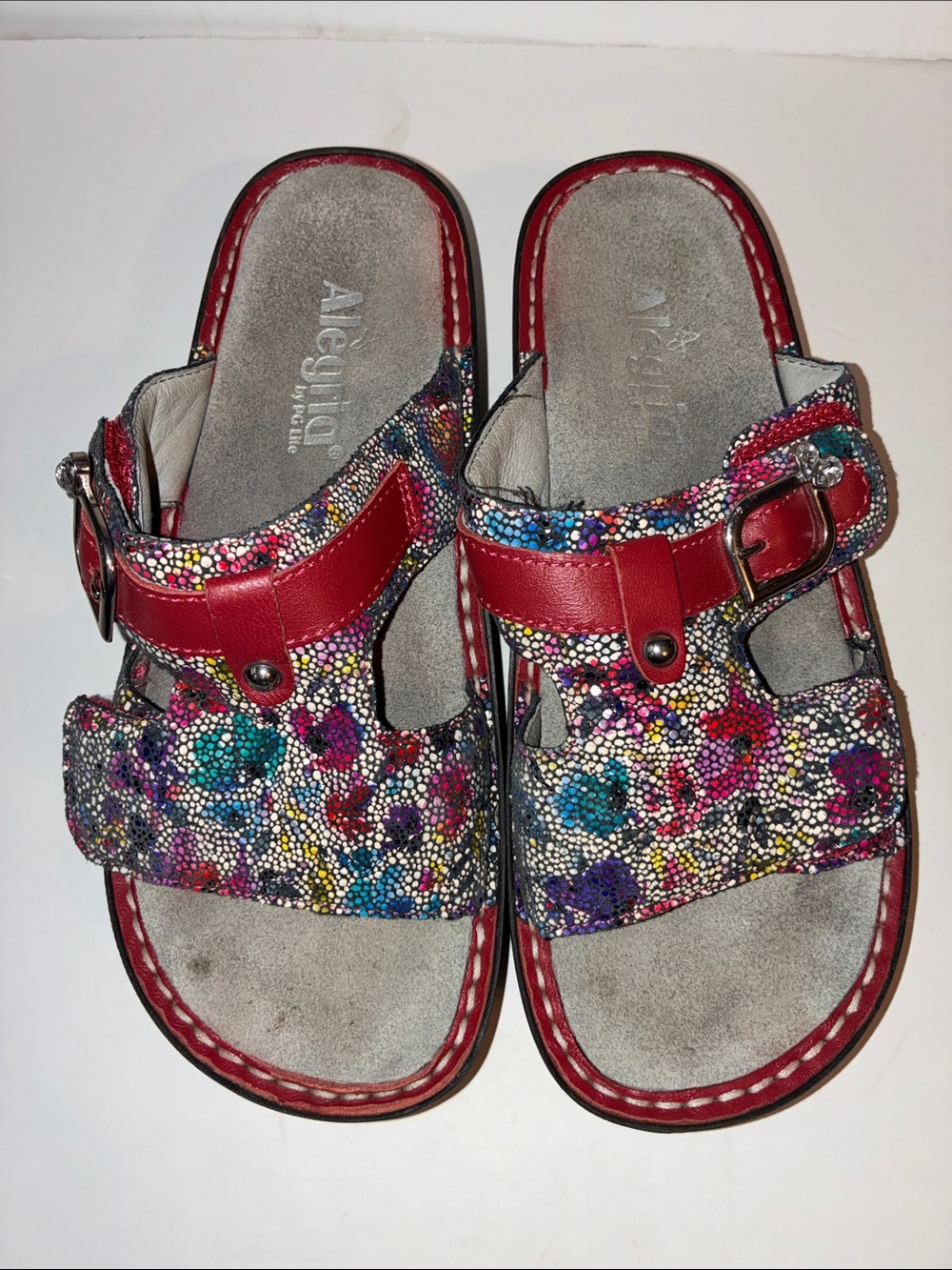 Alegria, Leather Sandals, Size EU 37/ US 7 or 7.5, Red